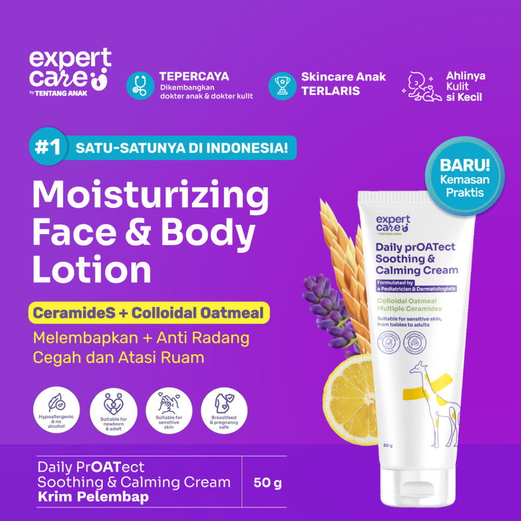 Expert Care Soothing Moisturizer Cream l Lotion Ibu & Bayi with Colloidal OatmealĀ & 3X Ceramide l Kulit Sensitif