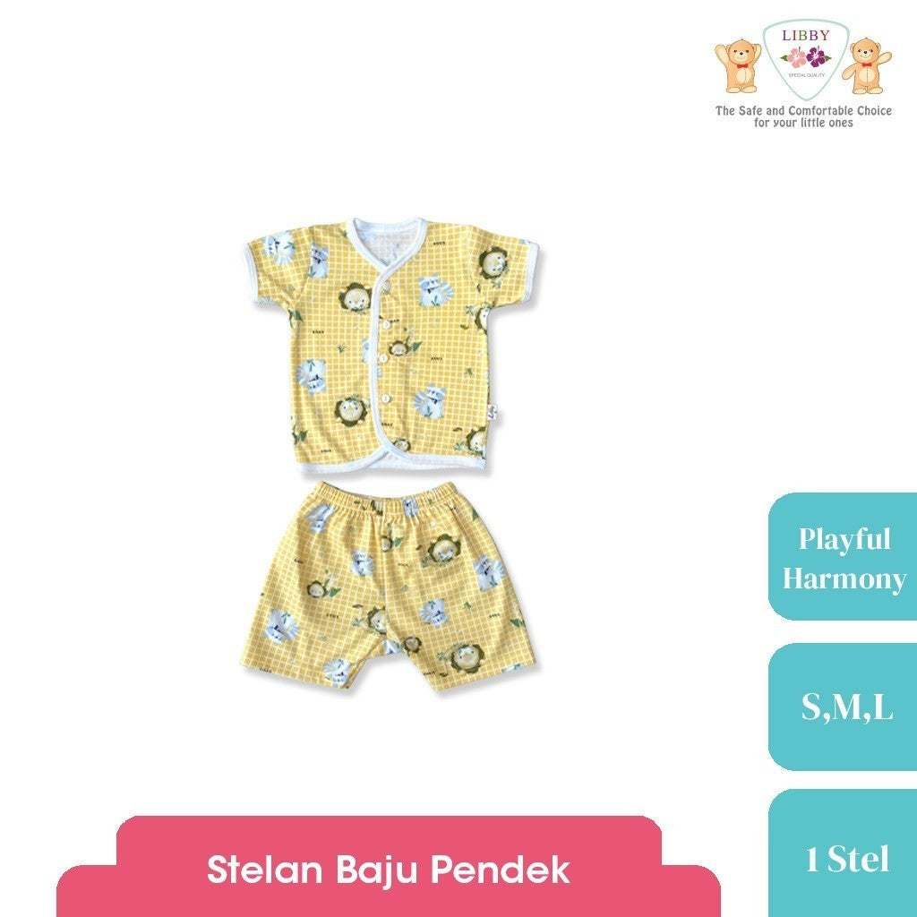 LIBBY Setelan Piyama Baju Kancing Depan Anak Laki Laki Perempuan Motif Playful Harmony (1 Stel)