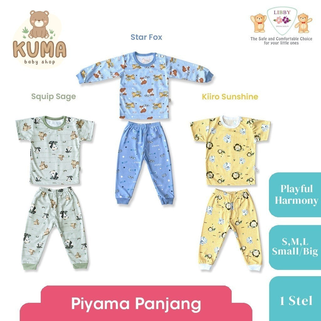 LIBBY Setelan Piyama Panjang Anak Laki Laki Perempuan Motif Playful Harmony (1 stel)