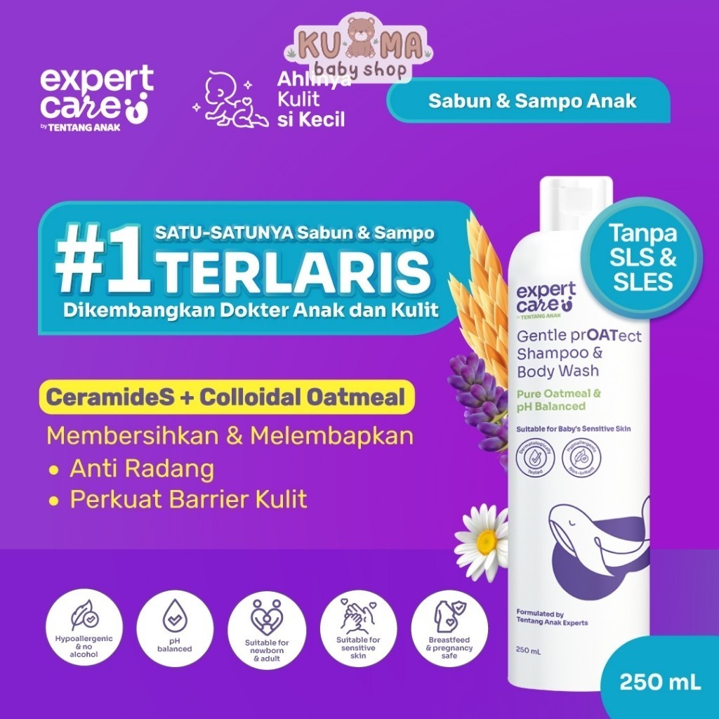 Expert Care 2in1 Shampoo and Body Wash with Colloidal Oatmeal l Sampo dan Sabun Bayi Anak Kulit Sensitif 250ml