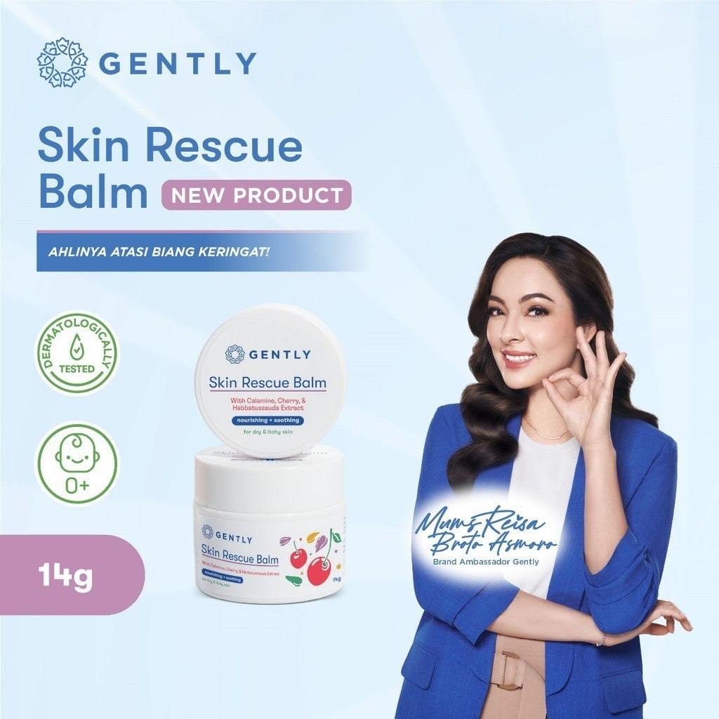 GENTLY Skin Rescue Balm with Calamine, Cherry & Habbatussauda Extract | Baby Moisturizer | Pelembab & Skincare Anak Untuk Biang Keringat