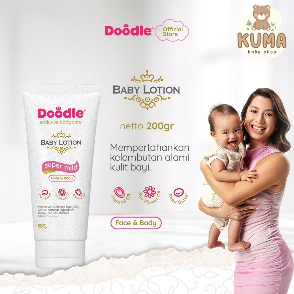 Doodle Baby Lotion | Face & Body Baby Lotion | Face & Body Lotion Bayi | Super Mild Baby Lotion Liquid | Ukuran 200 gr