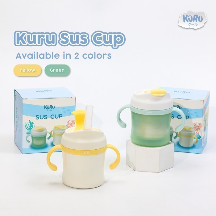 Kuru SC30 Stainless Steel Kids Training Cup with Straw | Gelas Minum Anak