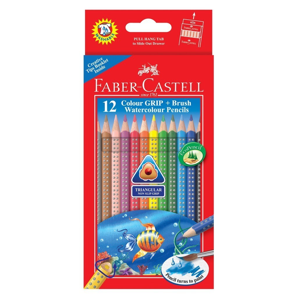 Faber-Castell Colour Grip Watercolour Pencils 12L Faber Castell Pensil Warna Anak
