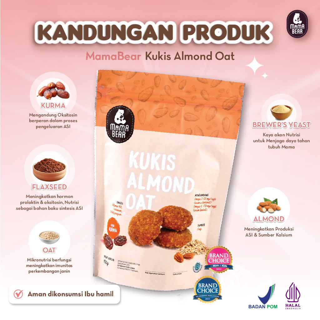 Mama Bear Kukis Almond Oat 150gr Pelancar Asi Cemilan