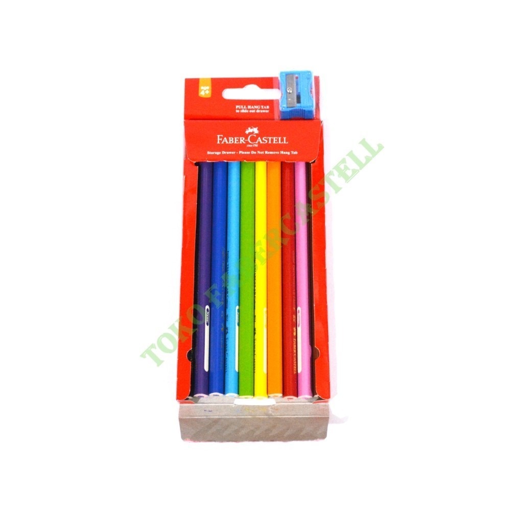 Pensil Warna Faber Castell Junior 10 Warna / Junior Triangular Colour Pensil / Untuk Anak TK / Gratis Rautan