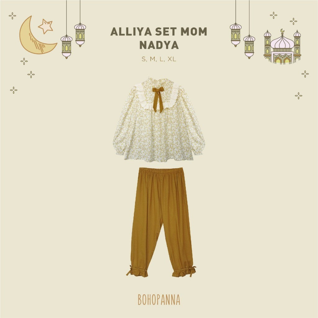 BOHOPANNA - RAYA COLLECTION - ALLIYA SET MOM - Setelan Muslim Wanita - Baju Muslim Perempuan