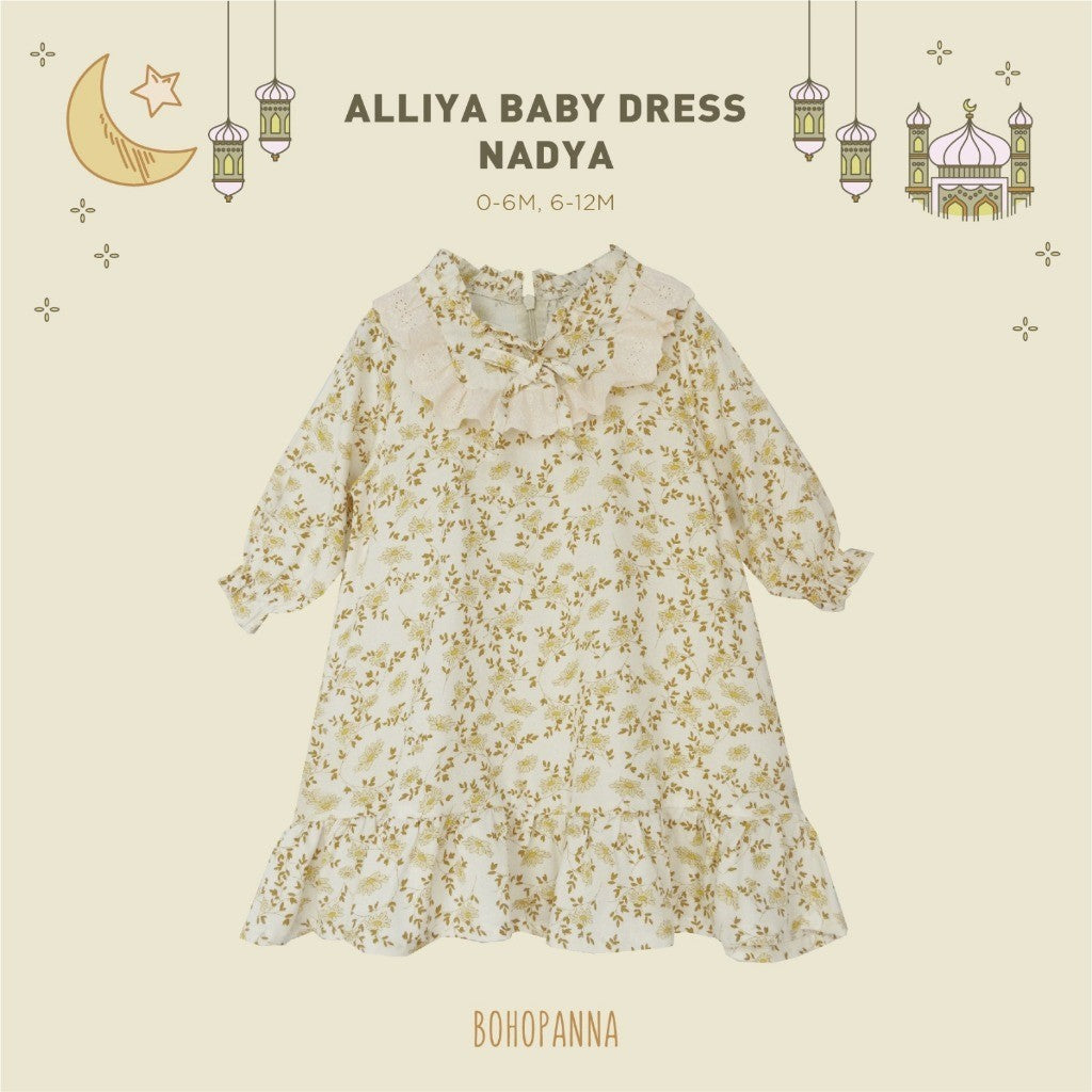 BOHOPANNA - RAYA COLLECTION - ALLIYA BABY DRESS - Dress Muslim Anak - Baju Muslim Anak Perempuan - Dress Anak Permpuan