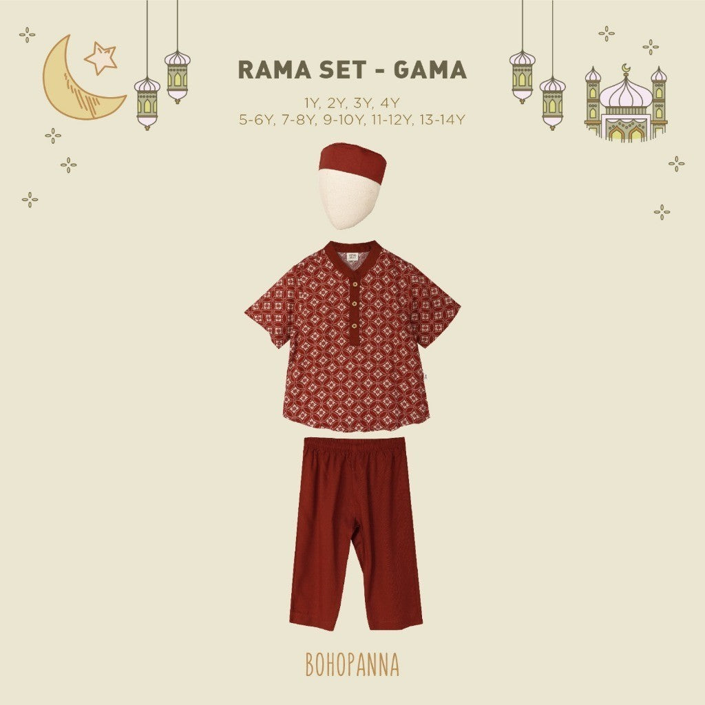 BOHOPANNA - RAYA COLLECTION - RAMA SET - Baju Muslim Anak - Baju Muslim Anak Laki-Laki - Setelan Anak Laki-Laki
