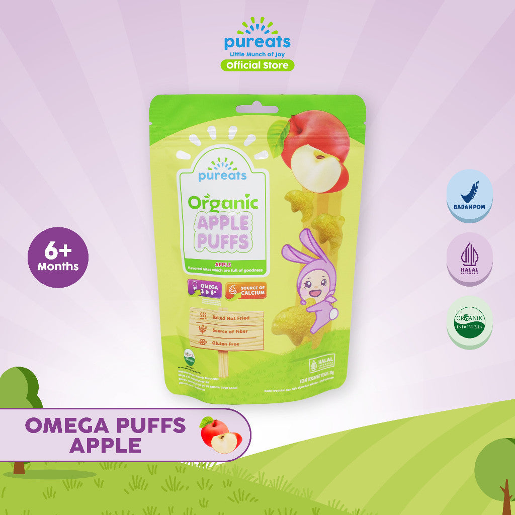 Pureats Omega Puffs - Snack Makanan Bayi Rasa Buah 6 bulan +