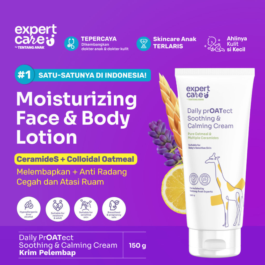 Expert Care Soothing Moisturizer Cream l Lotion Ibu & Bayi with Colloidal OatmealĀ & 3X Ceramide l Kulit Sensitif