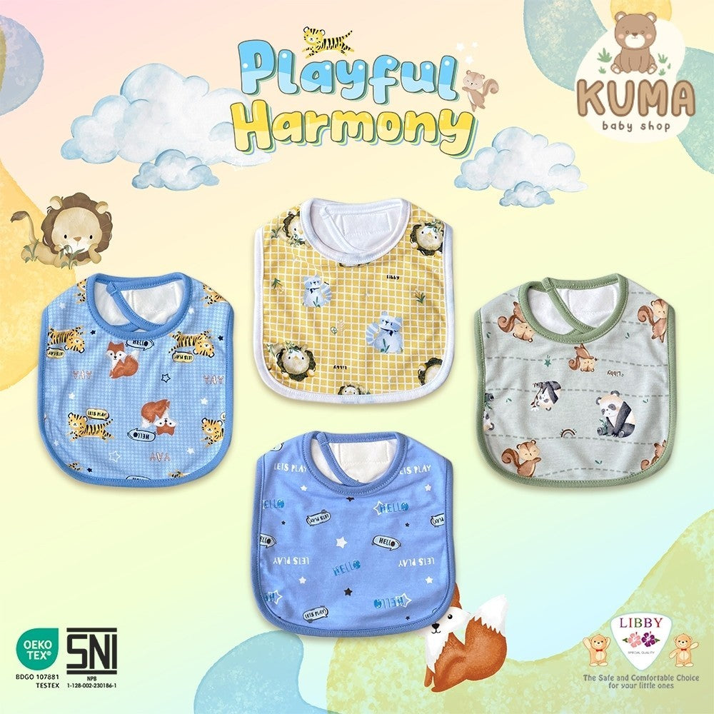 LIBBY Slaber/Bib/Celemek/Tatakan Iler Motif Playful Harmony (1pcs)