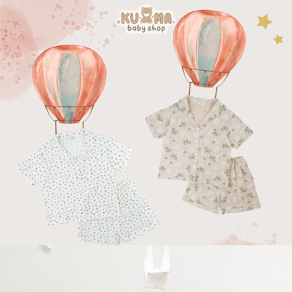 Harlow Kids - NEW Cloud Pajamas for Twenager/ Pajamas Remaja Tweenager/ Pajamas Double Cotton Gauze/Pajamas Anak Perempuan Remaja Tweenager/ Baju Tidur anak Perempuan Remaja Tweenager/ Baju tidur Anak Remaja Tweenager korea