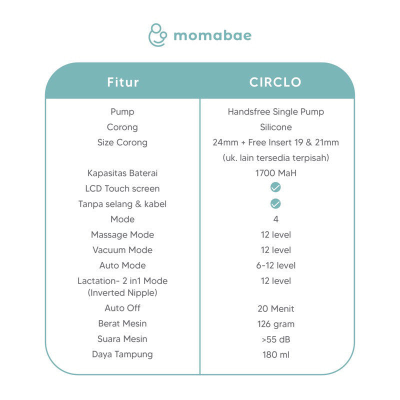 MOMABAE – CIRCLO S+ Handsfree Breast Pump / Pompa ASI Elektrik / Breast Pump Electric / Pumping ASI Elektrik Portable