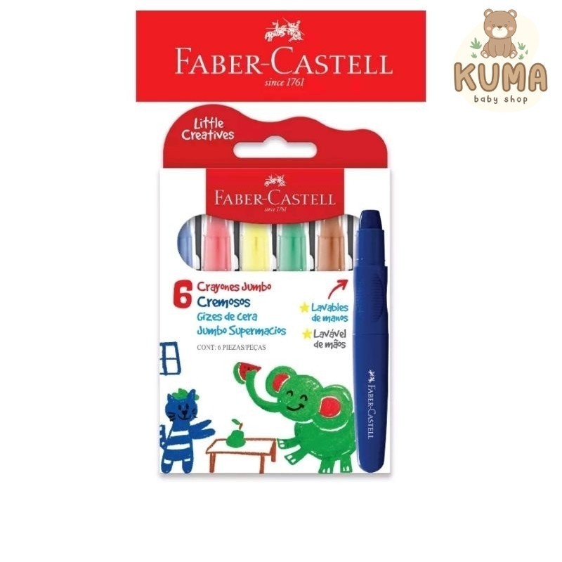 Crayon Putar Faber Castell 6 Jumbo Creamy Crayons ( 6 Warna ) Krayon Anak Bayi