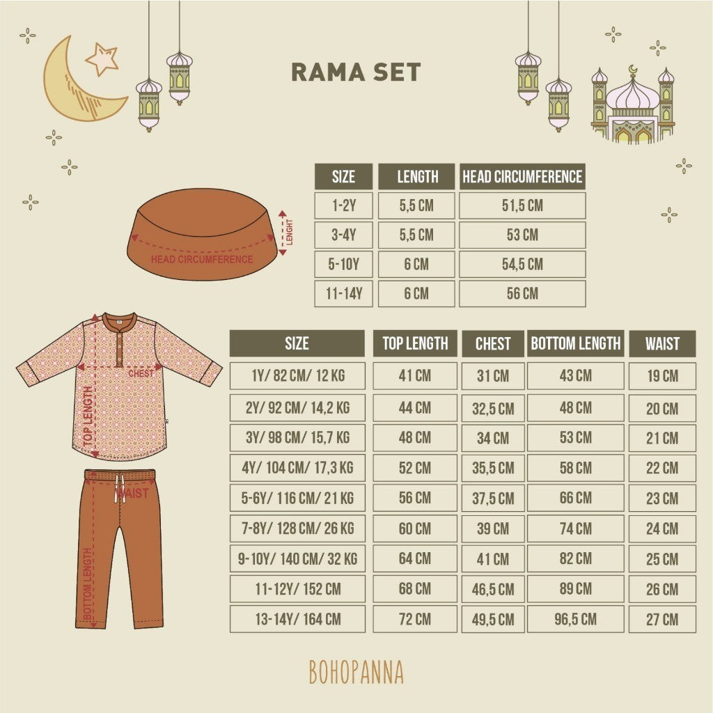 BOHOPANNA - RAYA COLLECTION - RAMA SET - Baju Muslim Anak - Baju Muslim Anak Laki-Laki - Setelan Anak Laki-Laki