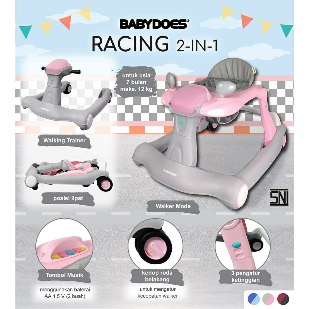 Baby Walker Racing 2in1 / Alat Bantu Jalan Babydoes