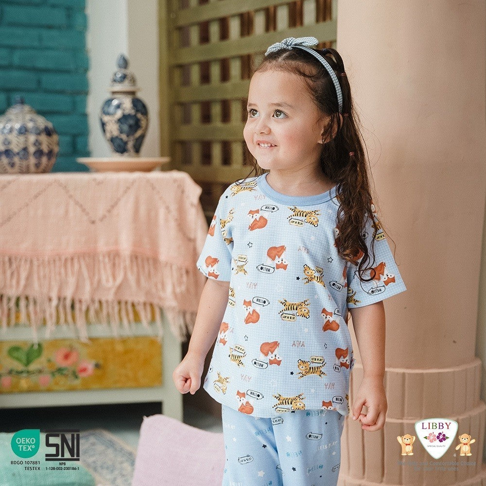 LIBBY Setelan Piyama Panjang Anak Laki Laki Perempuan Motif Playful Harmony (1 stel)