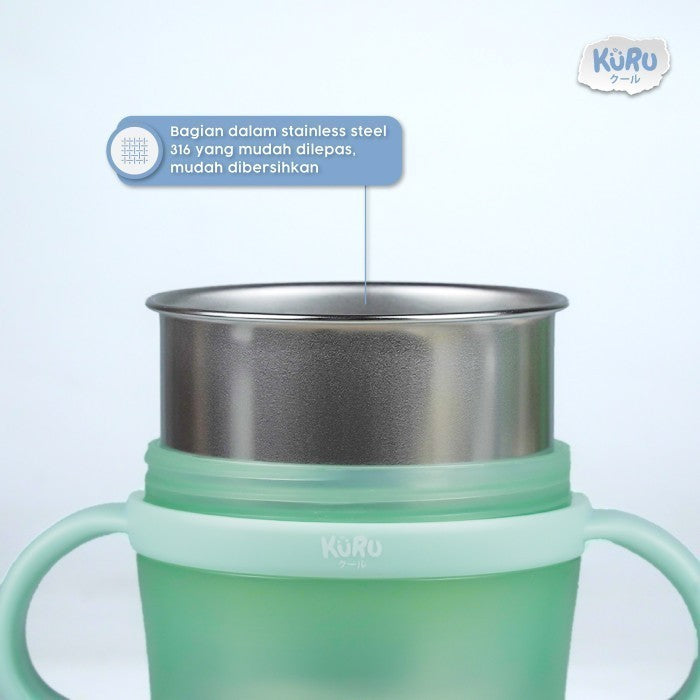 Kuru SC30 Stainless Steel Kids Training Cup with Straw | Gelas Minum Anak