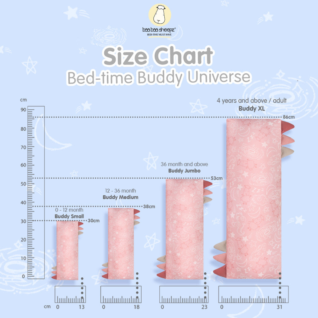 Baabaasheepz Bedtime Buddy Baa Baa in the Universe S/M/L/XL/Jumbo Bantal Anak