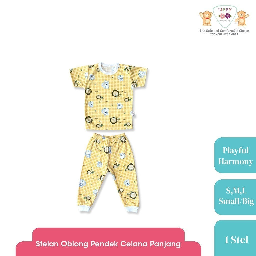 LIBBY Setelan Piyama Panjang Anak Laki Laki Perempuan Motif Playful Harmony (1 stel)
