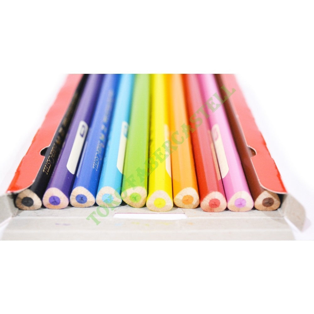 Pensil Warna Faber Castell Junior 10 Warna / Junior Triangular Colour Pensil / Untuk Anak TK / Gratis Rautan