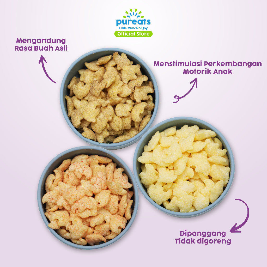 Pureats Omega Puffs - Snack Makanan Bayi Rasa Buah 6 bulan +