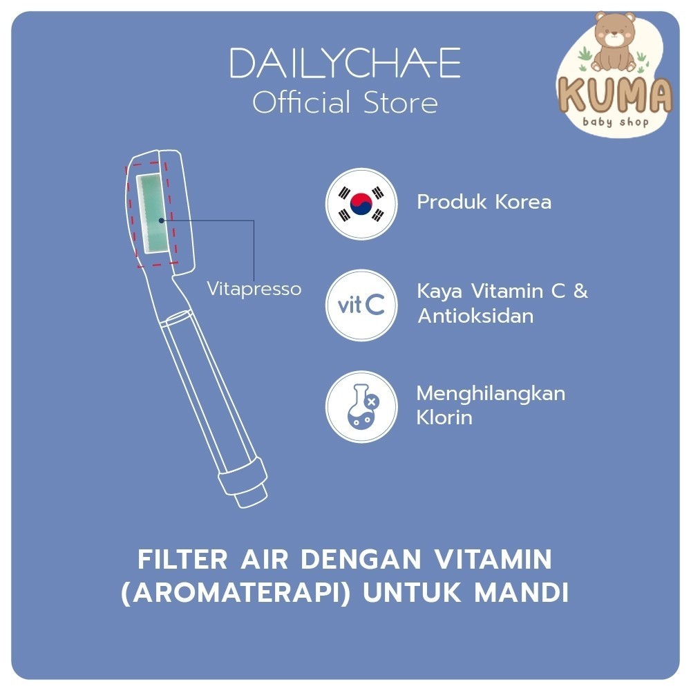 Daily Cha-E Vitamin Filter Vitapresso - Penyaring Air & Aromaterapi untuk Shower Kamar Mandi