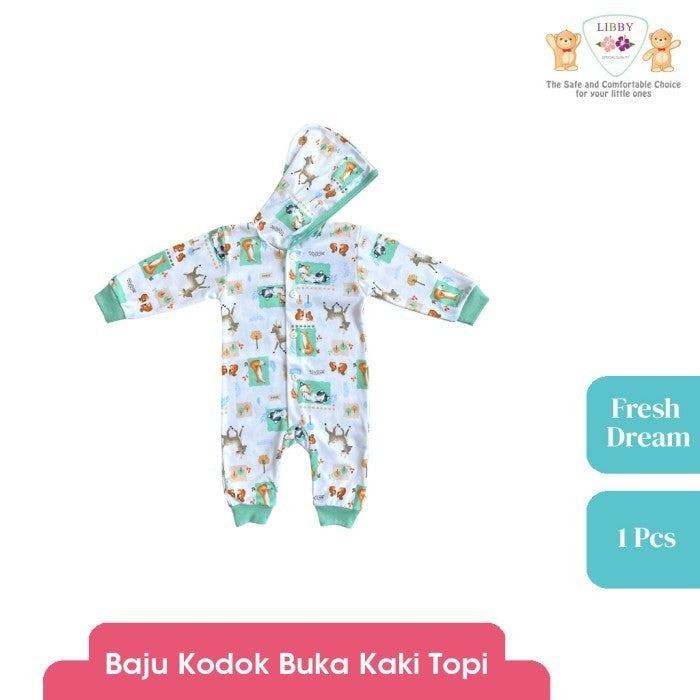 LIBBY Baju Kodok Panjang Buka Kaki Pakai Topi Fresh Dreams (1 pcs) - Racoon Farm 2