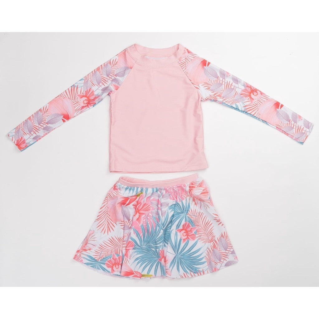 Baju Celana Renang Anak Hello Sun Swim Wear Emily Flower Skirt Pink