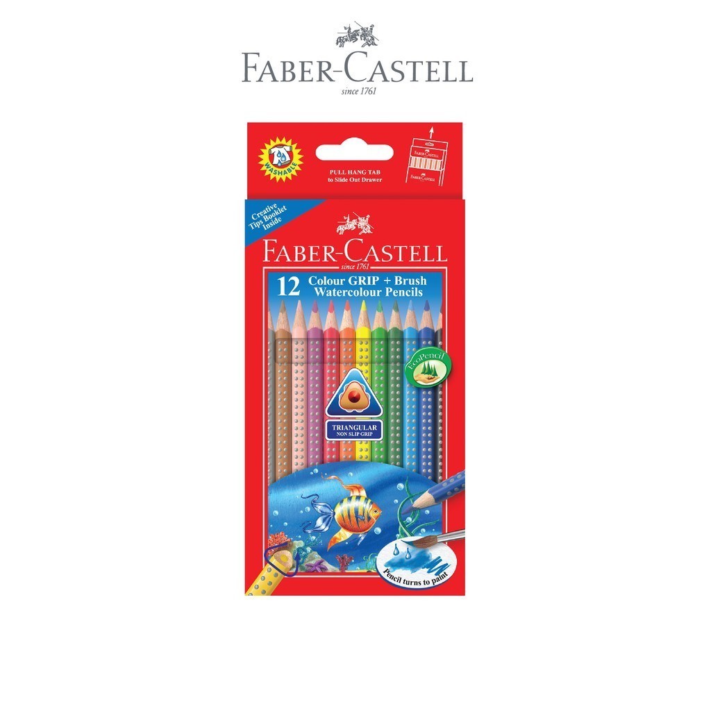 Faber-Castell Colour Grip Watercolour Pencils 12L Faber Castell Pensil Warna Anak
