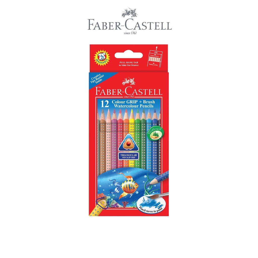 Faber-Castell Colour Grip Watercolour Pencils 12L Faber Castell Pensil Warna Anak