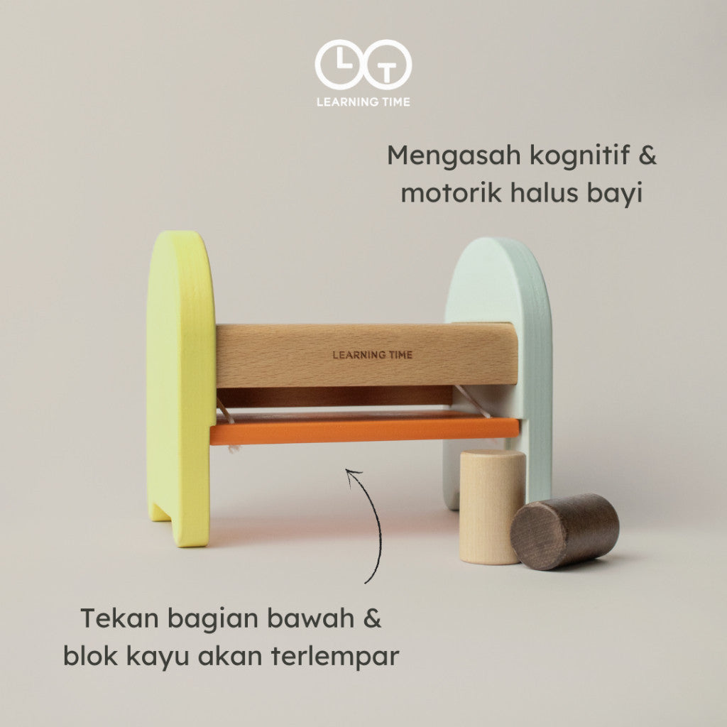 Learning Time Pushing Pegs Turning 1 Series - Stimulasi Jari Bayi Mainan Motorik Kayu Usia 9-18 Bulan
