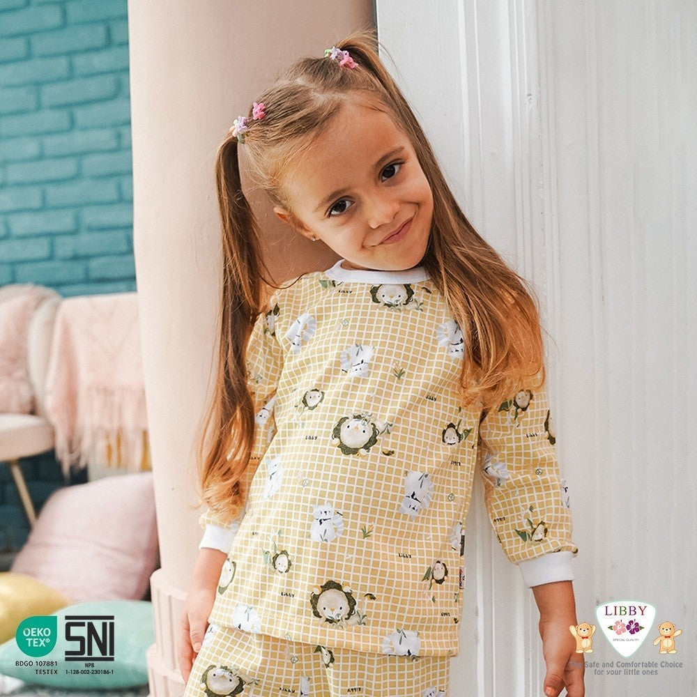 LIBBY Setelan Piyama Panjang Anak Laki Laki Perempuan Motif Playful Harmony (1 stel)