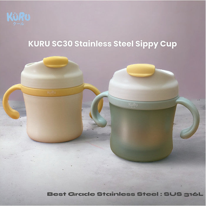Kuru SC30 Stainless Steel Kids Training Cup with Straw | Gelas Minum Anak
