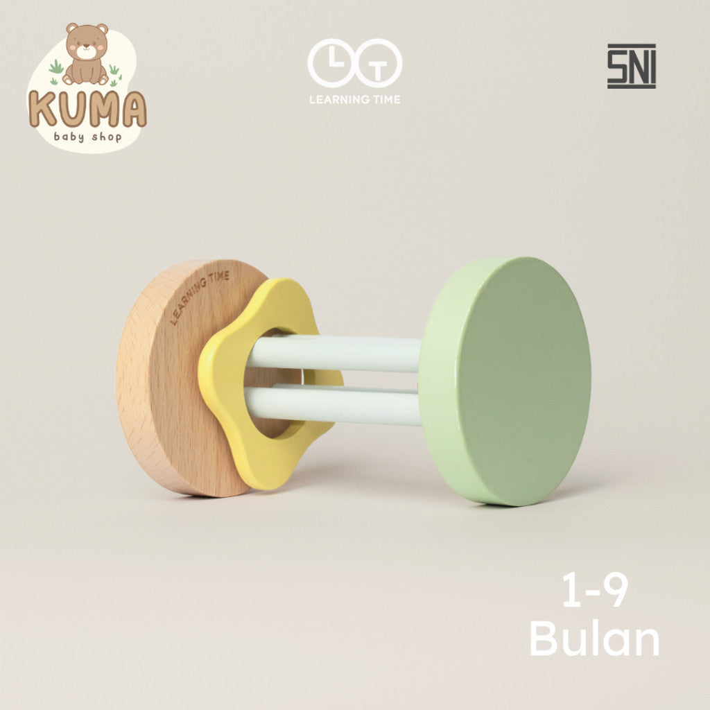 Learning Time Rolling Rattle For Tummy Time - Mainan Kayu Untuk Bayi Latihan Merangkak Usia 1-9 Bulan