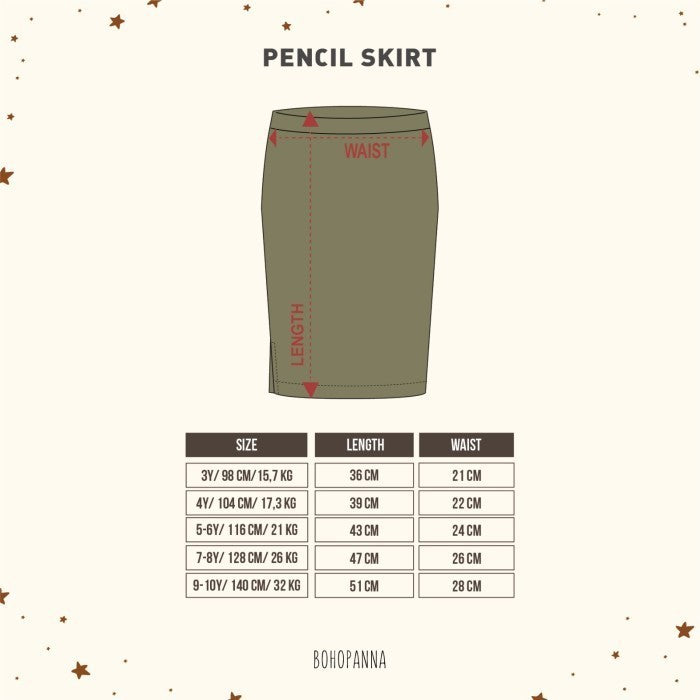BOHOPANNA - PENCIL SKIRT POLOS - ROK ANAK PEREMPUAN