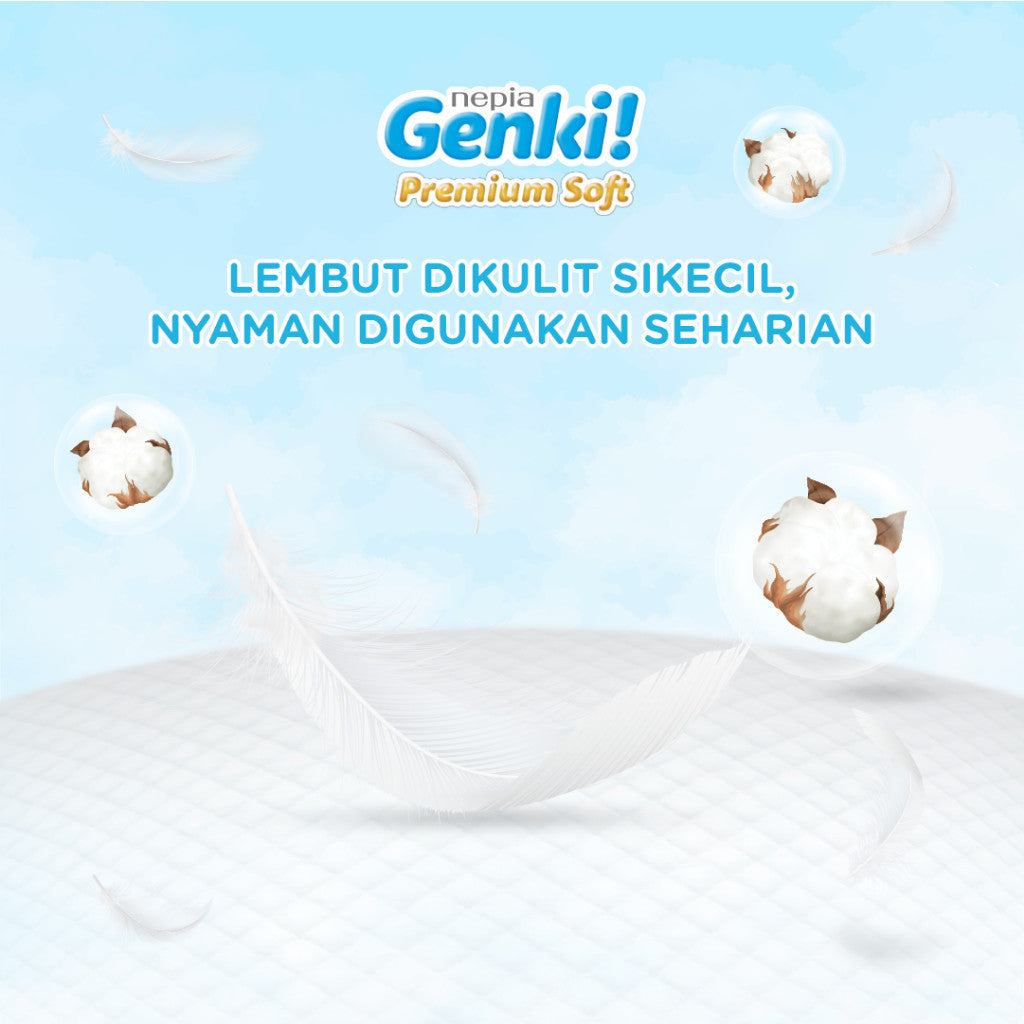 NEPIA GENKI Popok Bayi Tape/Perekat Popok Bayi Diapers Premium Soft NB44 / S72 / M64 / L54 / XL44 Single Pack