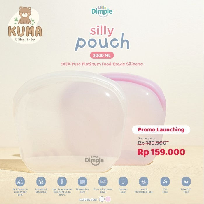 Little Dimple Silly Pouch Silikon Pouch Pompa Asi Makanan Anti Tumpah 2000 ml 2000ml