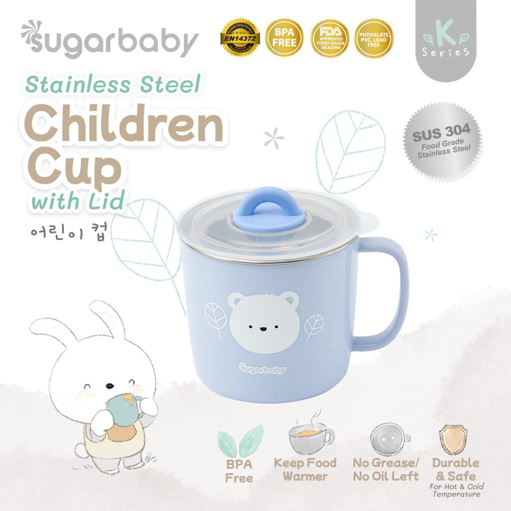Sugar Baby Stainless Steel Cup with Lid/ Sugarbaby Gelas Minum stainless steel Anak/Gelas Minum