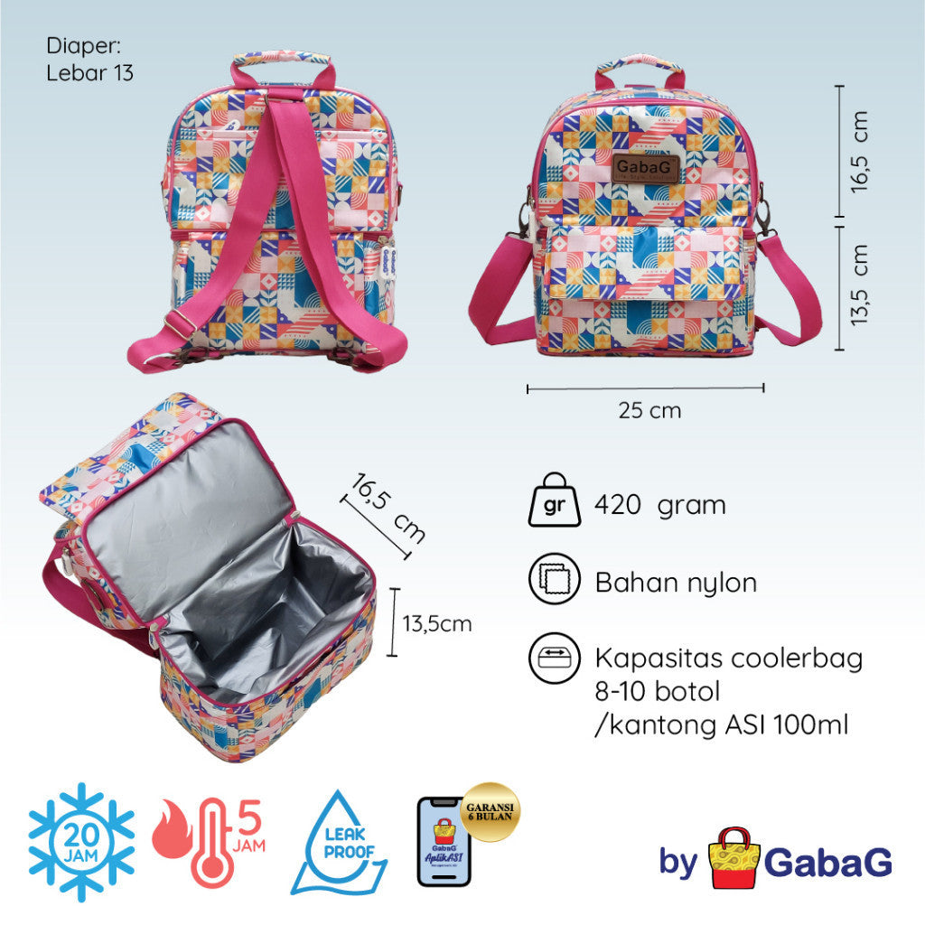 GabaG Tas Asi - Cooler Bag - Diaper Bag Backpack Sling Double Compartment Mommy Bag