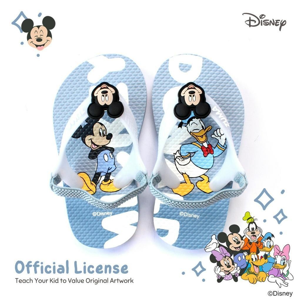 Zuma Baby x Mickey & Friends Blue, Sandal Jepit Bayi Karet Tali Belakang, Biru