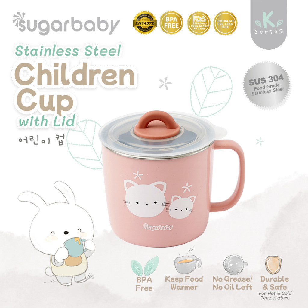 Sugar Baby Stainless Steel Cup with Lid/ Sugarbaby Gelas Minum stainless steel Anak/Gelas Minum
