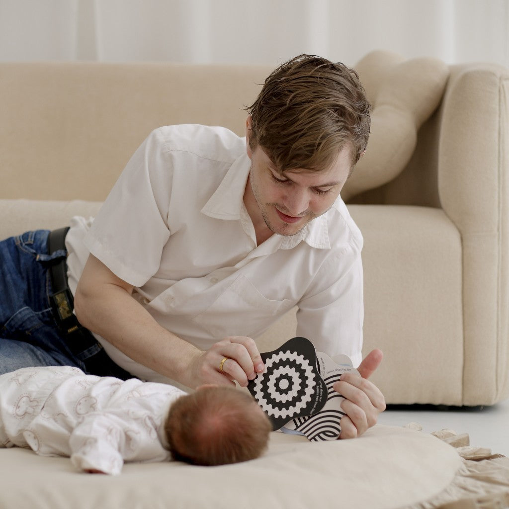 Learning Time Tummy Time Stand - Kartu Warna Kontras & Kaca Untuk Tummy Time Newborn Usia 0-6 Bulan