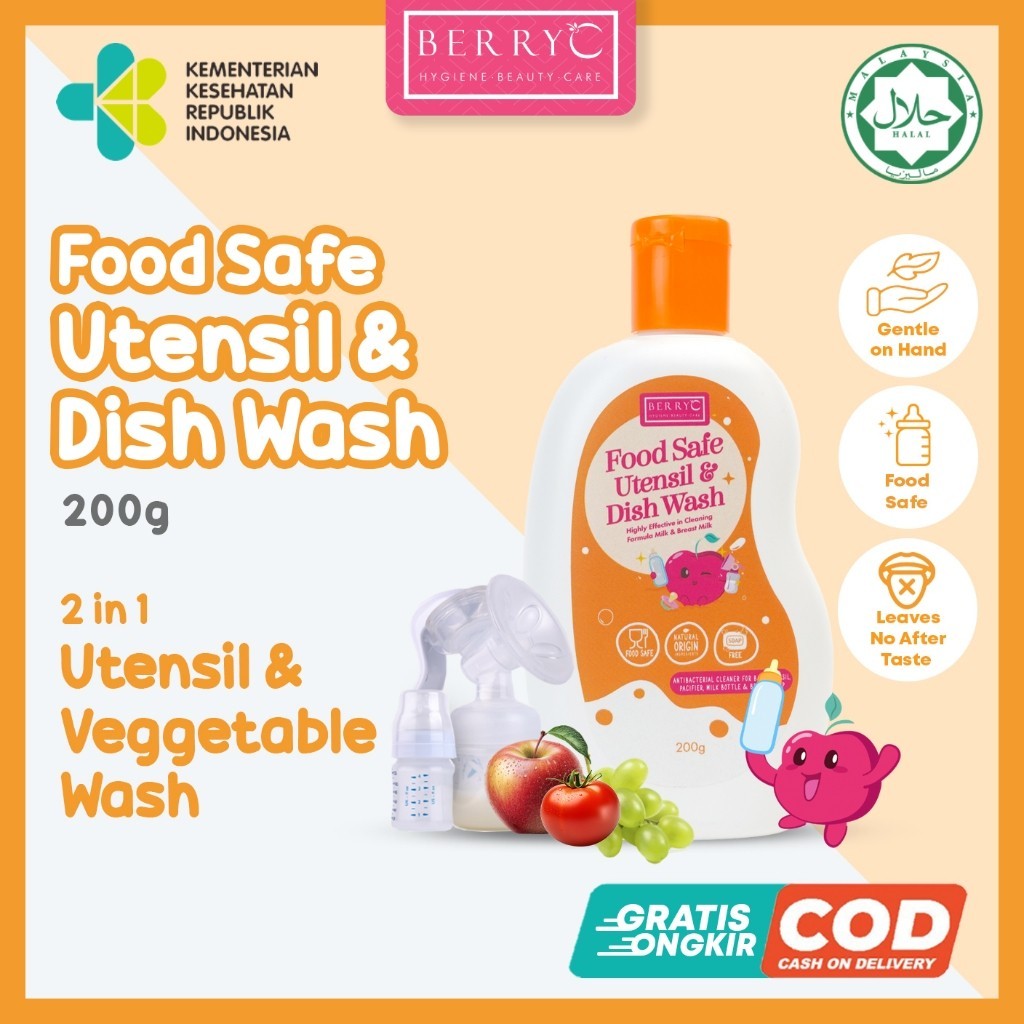 BerryC Food Safe Utensil & Dish Wash 200G 820G Sabun Cuci Botol Susu Bayi Baby Bottle Soap Cleanser