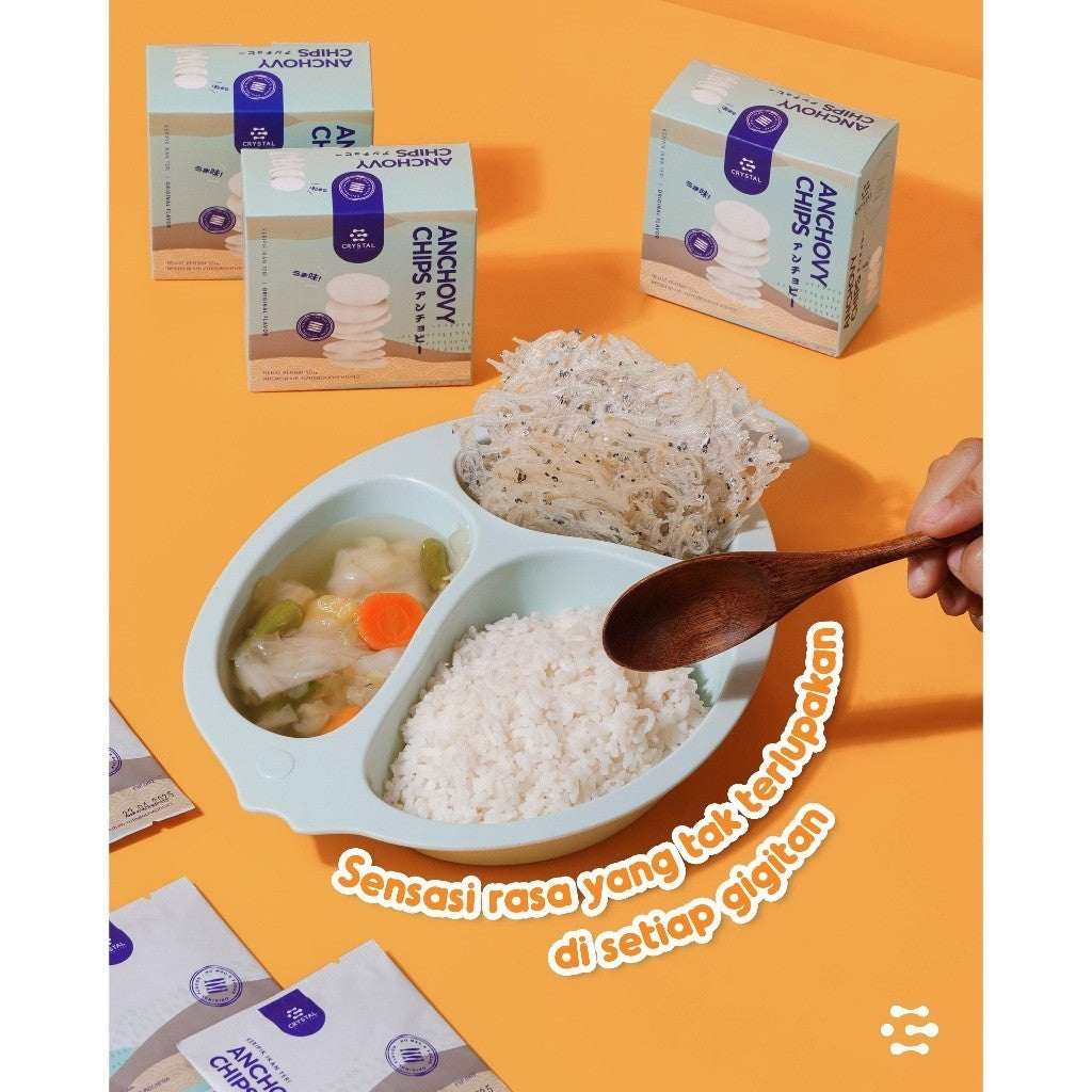 Crystal of the Sea | Anchovy Chips Snack / Keripik Ikan Teri Rasa Original / Kerupuk untuk MPASI / Kerupuk Anak Non MSG / Krupuk Kalsium Tinggi