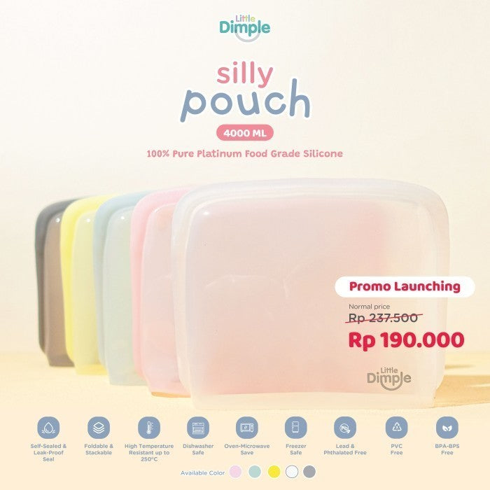 Little Dimple Silly Pouch Silikon Pouch Pompa Asi Makanan Anti Tumpah 4000 ml 4000ml