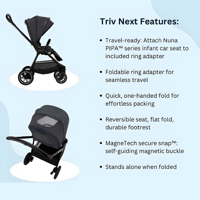 Nuna Triv Next Stroller Ocean Bundling with Cari Next Ocean
