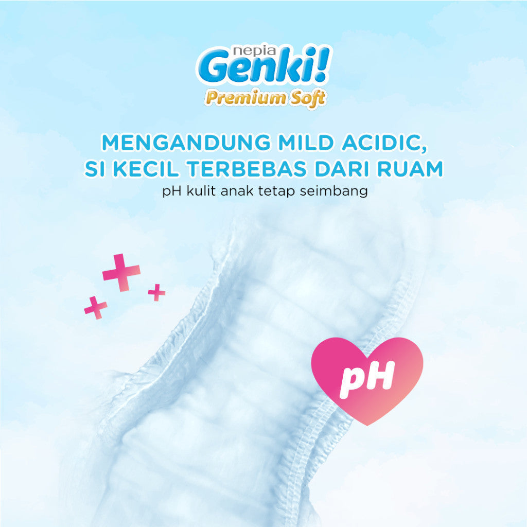 NEPIA GENKI Popok Bayi Tape/Perekat Popok Bayi Diapers Premium Soft NB44 / S72 / M64 / L54 / XL44 Single Pack