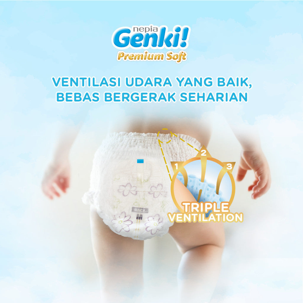 NEPIA GENKI Popok Bayi Tape/Perekat Popok Bayi Diapers Premium Soft NB44 / S72 / M64 / L54 / XL44 Single Pack